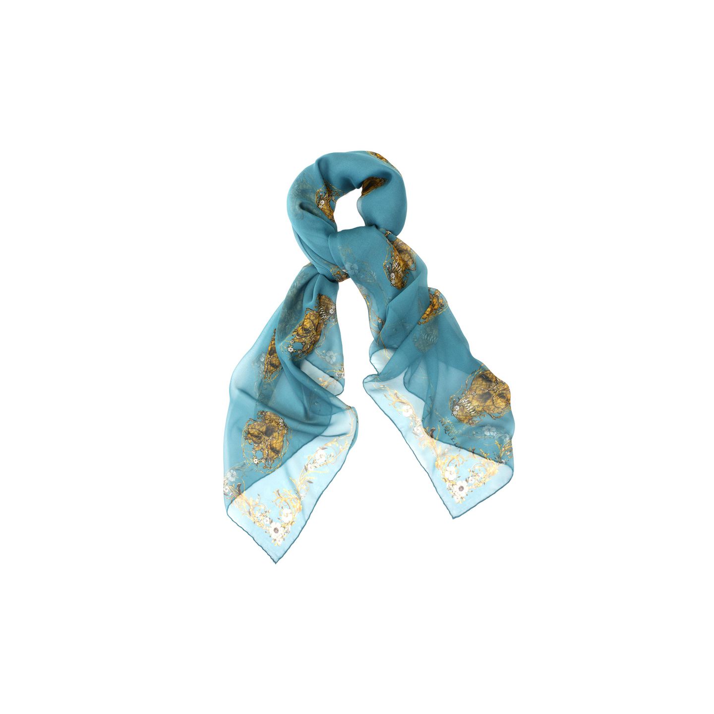 Rhombic Multi-Skull Silk Chiffon Scarf Alexander McQueen, Rhombic Multi-Skull Silk Chiffon Scarf