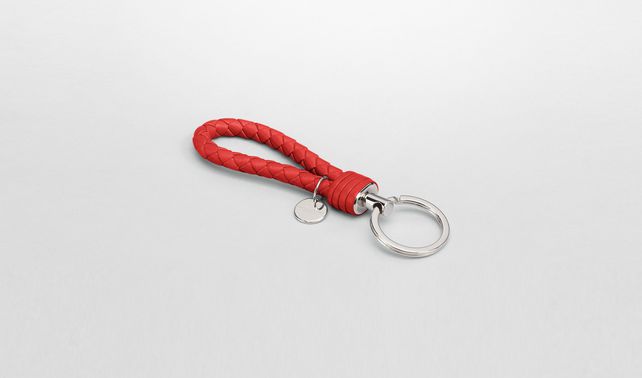 BOTTEGA VENETA - New Red Intrecciato Nappa Key Ring