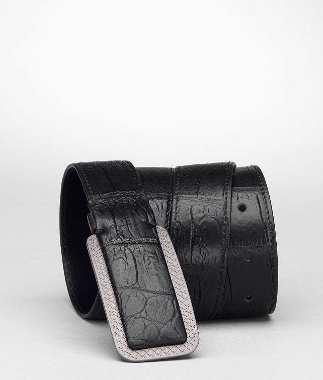 BOTTEGA VENETA Nero Soft Crocodile Belt Belt U fp