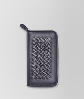 Bottega Veneta® Tourmaline Light Calf Soft Crocodile Fume Zip Around Wallet Bottega Veneta® Tourmaline Light Calf Soft Crocodile Fume Zip Around Wallet