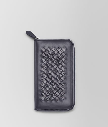BOTTEGA VENETA - Tourmaline Light Calf Soft Crocodile Fume Zip Around Wallet