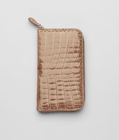 Bottega Veneta® Bronze Shiny Crocodile Zip Around Wallet Bottega Veneta® Bronze Shiny Crocodile Zip Around Wallet