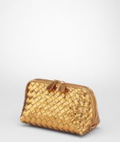 Bottega Veneta® Oro Bruciato Intrecciato Nappa Ayers Cosmetic Case Bottega Veneta® Oro Bruciato Intrecciato Nappa Ayers Cosmetic Case