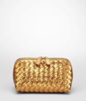 Bottega Veneta® Oro Bruciato Intrecciato Nappa Ayers Cosmetic Case Bottega Veneta® Oro Bruciato Intrecciato Nappa Ayers Cosmetic Case