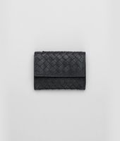 Bottega Veneta® Nero Intrecciato Washed Lambskin Card Case Bottega Veneta® Nero Intrecciato Washed Lambskin Card Case