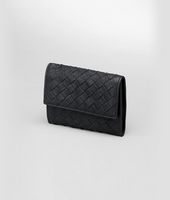 Bottega Veneta® Nero Intrecciato Washed Lambskin Card Case Bottega Veneta® Nero Intrecciato Washed Lambskin Card Case