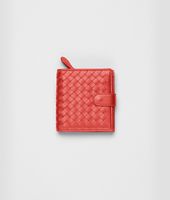 Bottega Veneta® New Red Intrecciato Nappa French Flap Wallet Bottega Veneta® New Red Intrecciato Nappa French Flap Wallet