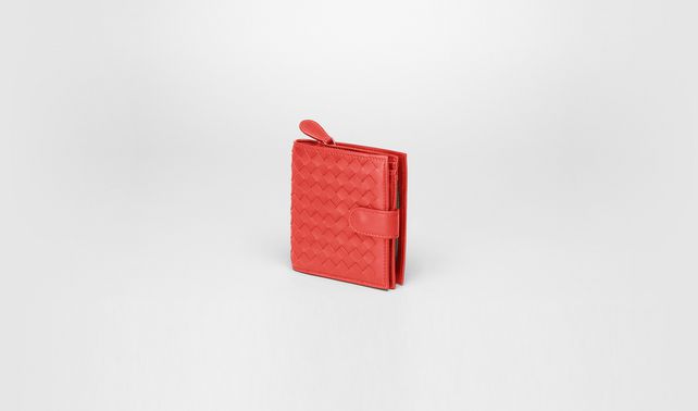 BOTTEGA VENETA - French Flap Portemonnaie aus Nappaleder Intrecciato New Red