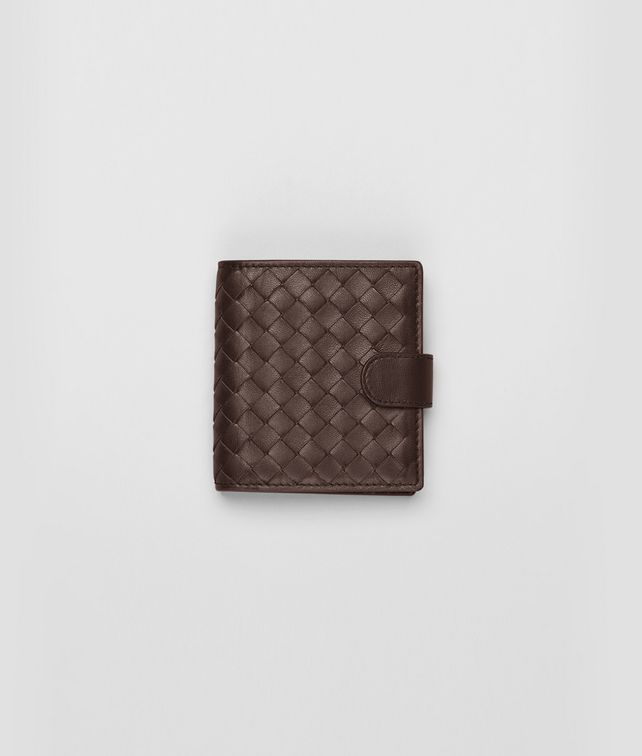 BOTTEGA VENETA Ebano Intrecciato Nappa French Flap Mini Wallet Mini Wallet or Coin Purse D fp