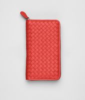 Bottega Veneta® New Red Intrecciato Nappa Zip Around Wallet Bottega Veneta® New Red Intrecciato Nappa Zip Around Wallet