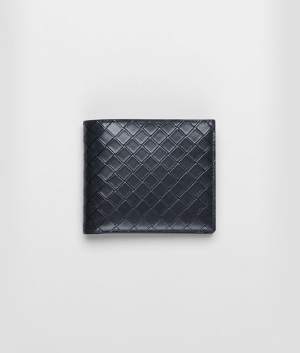 BOTTEGA VENETA - Prusse Nero Intreccio Scolpito Spazzolato Wallet