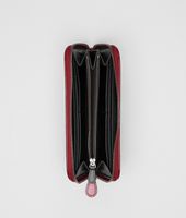 Bottega Veneta® Fraise Nero Intreccio Scolpito Spazzolato Zip Around Wallet Bottega Veneta® Fraise Nero Intreccio Scolpito Spazzolato Zip Around Wallet