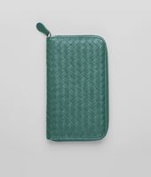 Bottega Veneta® Menthe Intrecciato Washed Lambskin Zip Around Wallet Bottega Veneta® Menthe Intrecciato Washed Lambskin Zip Around Wallet