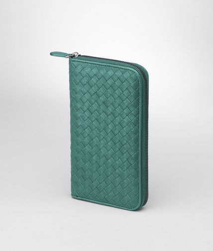 BOTTEGA VENETA - Menthe Intrecciato Washed Lambskin Zip Around Wallet