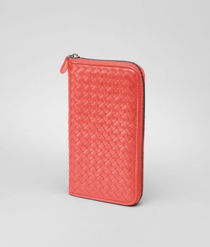 BOTTEGA VENETA - New Red Intrecciato VN Zip Around Wallet