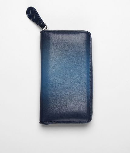 BOTTEGA VENETA - Portemonnaie mit Rundum-Reißverschluss aus Madras Sfumato Prusse Électrique