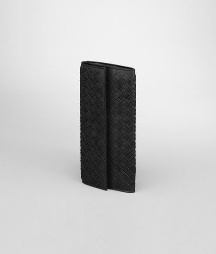 BOTTEGA VENETA - Nero Intrecciato Washed Lambskin Continental Wallet