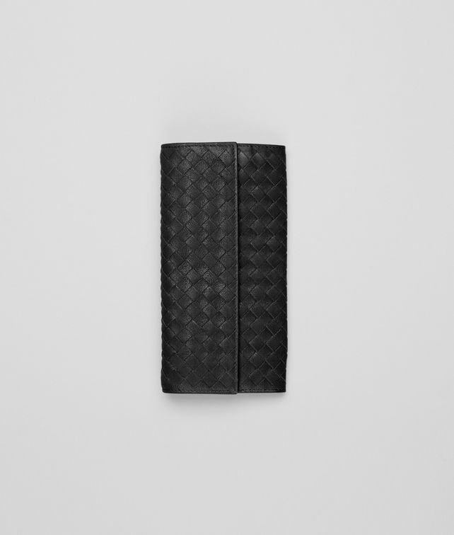 BOTTEGA VENETA Continental Portemonnaie aus gewaschenem Lammfell Intrecciato Nero Continental Portemonnaie D fp