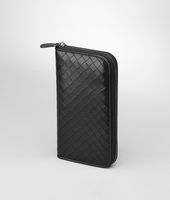 Bottega Veneta® Nero Intreccio Scolpito Spazzolato Zip Around Wallet Bottega Veneta® Nero Intreccio Scolpito Spazzolato Zip Around Wallet