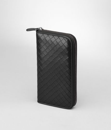 BOTTEGA VENETA - Nero Intreccio Scolpito Spazzolato Zip Around Wallet