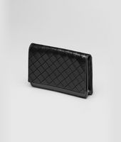 Bottega Veneta® Nero Intreccio Scolpito Spazzolato Card Case Bottega Veneta® Nero Intreccio Scolpito Spazzolato Card Case