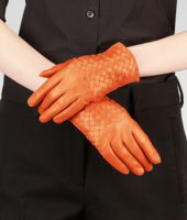 Bottega Veneta® Tangerine Intrecciato Nappa Gloves Bottega Veneta® Tangerine Intrecciato Nappa Gloves