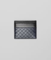 Bottega Veneta® Prusse Nero Intreccio Scolpito Spazzolato Card Case Bottega Veneta® Prusse Nero Intreccio Scolpito Spazzolato Card Case