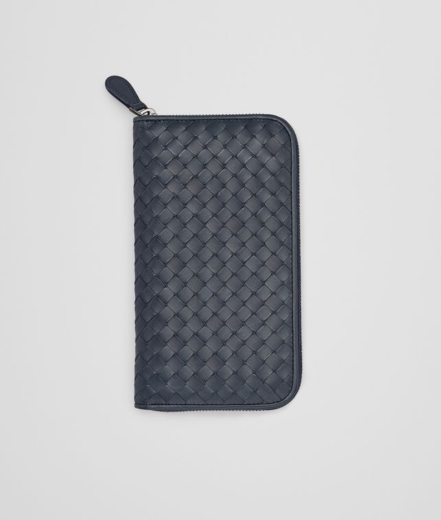 BOTTEGA VENETA ZIP AROUND WALLET IN PRUSSE CALF INTRECCIATO Zip Around Wallet U fp