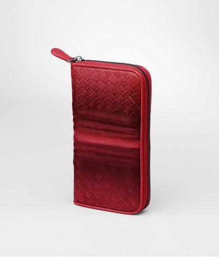 BOTTEGA VENETA - Fraise Intreccio Match Fumé Zip Around Wallet