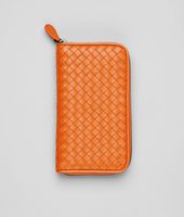 Bottega Veneta® Tangerine Intrecciato Nappa Zip Around Wallet Bottega Veneta® Tangerine Intrecciato Nappa Zip Around Wallet