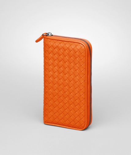 BOTTEGA VENETA - Tangerine Intrecciato Nappa Zip Around Wallet
