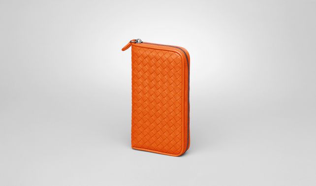 BOTTEGA VENETA - Tangerine Intrecciato Nappa Zip Around Wallet