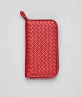 Bottega Veneta® Fraise Intrecciato Nappa Zip Around Wallet Bottega Veneta® Fraise Intrecciato Nappa Zip Around Wallet