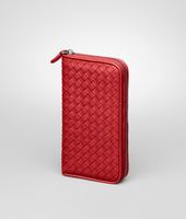 Bottega Veneta® Fraise Intrecciato Nappa Zip Around Wallet Bottega Veneta® Fraise Intrecciato Nappa Zip Around Wallet