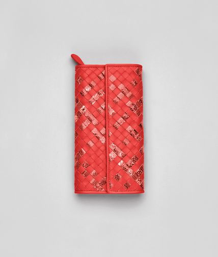 BOTTEGA VENETA - Continental Portemonnaie aus Ayers und Nappaleder Intrecciato New Red