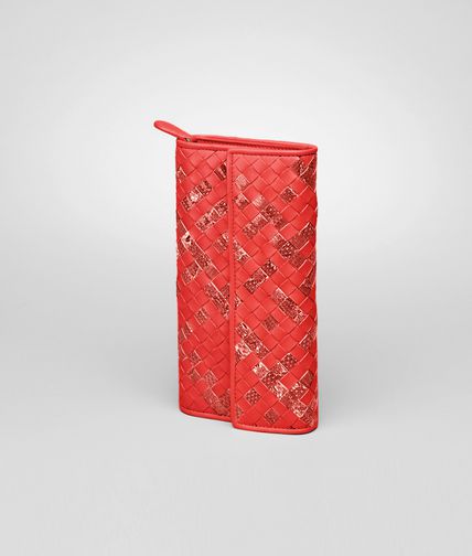 BOTTEGA VENETA - New Red Intrecciato Ayers Nappa Continental Wallet