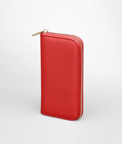 BOTTEGA VENETA - Portemonnaie mit Rundum-Reißverschluss aus Micropolo New Red