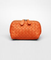 Bottega Veneta® Tangerine Intrecciato Nappa Cosmetic Case Bottega Veneta® Tangerine Intrecciato Nappa Cosmetic Case
