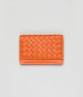 Bottega Veneta® Tangerine Intrecciato Nappa Card Case Bottega Veneta® Tangerine Intrecciato Nappa Card Case
