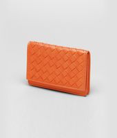 Bottega Veneta® Tangerine Intrecciato Nappa Card Case Bottega Veneta® Tangerine Intrecciato Nappa Card Case