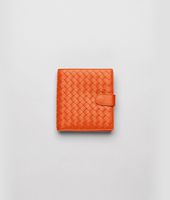 Bottega Veneta® Tangerine Intrecciato Nappa French Flap Wallet Bottega Veneta® Tangerine Intrecciato Nappa French Flap Wallet