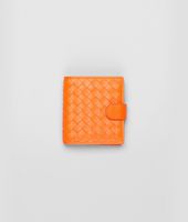 Bottega Veneta® Tangerine Intrecciato Nappa French Flap Mini Wallet Bottega Veneta® Tangerine Intrecciato Nappa French Flap Mini Wallet