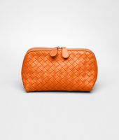 Bottega Veneta® Tangerine Intrecciato Nappa Cosmetic Case Bottega Veneta® Tangerine Intrecciato Nappa Cosmetic Case