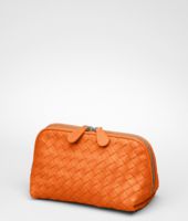 Bottega Veneta® Tangerine Intrecciato Nappa Cosmetic Case Bottega Veneta® Tangerine Intrecciato Nappa Cosmetic Case