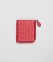 Bottega Veneta® Fraise Intrecciato Washed Lambskin Zip Around Mini Wallet Bottega Veneta® Fraise Intrecciato Washed Lambskin Zip Around Mini Wallet