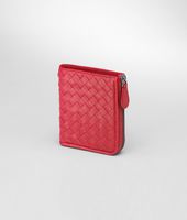 Bottega Veneta® Fraise Intrecciato Washed Lambskin Zip Around Mini Wallet Bottega Veneta® Fraise Intrecciato Washed Lambskin Zip Around Mini Wallet