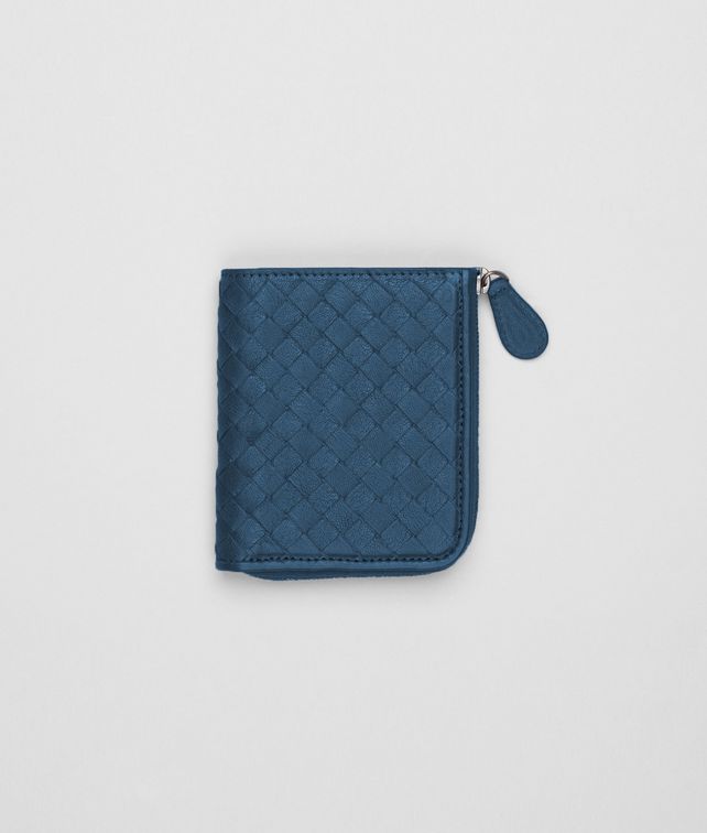 BOTTEGA VENETA Électrique Intrecciato Washed Lambskin Zip Around Mini Wallet Mini Wallet or Coin Purse D fp