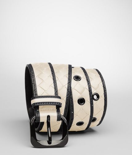 BOTTEGA VENETA - Gürtel aus Nappaleder Glass Intrecciato Pearl