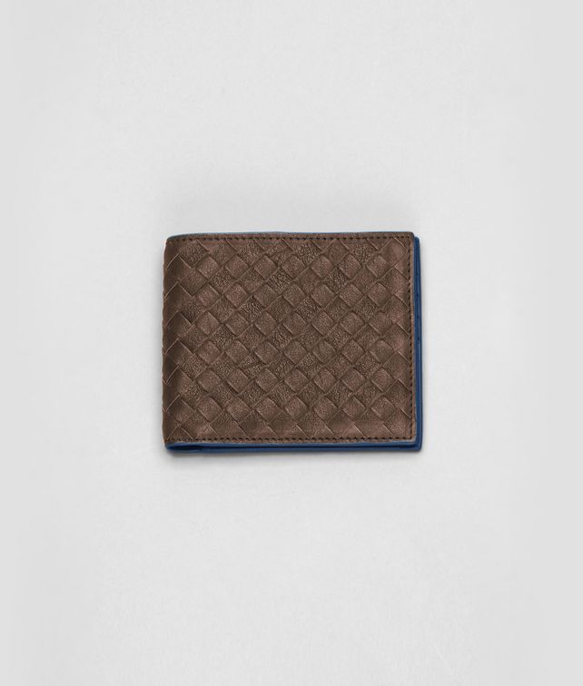 BOTTEGA VENETA Portemonnaie aus gewaschenem Vintageleder Intrecciato Edoardo und Électrique Faltbares Portemonnaie U fp
