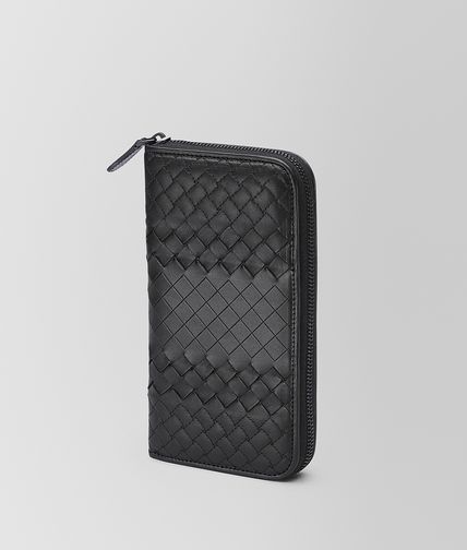 BOTTEGA VENETA - Nero Intreccio Imperatore Zip Around Wallet